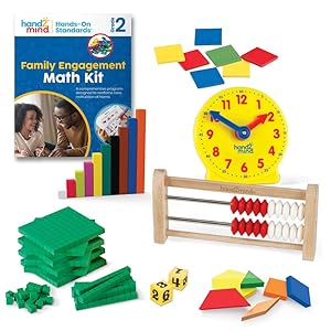 hand2mind - 93532 Hands-On Standards, Learning at Home Family Engagement Kit for Grade 2, Math Activity Book with Math Manipulatives, Spanish Translations for Key Materials
