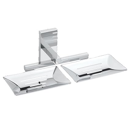 ARIBLUE Double Soap Dish - Soap Stand, 304 Stainless Steel, Chrome (Silver Finish) Rectangle