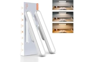 KITLOO Closet Lights Battery Operated(2 Pack), 2600mAh, 160LM Rechargeable Under Cabinet Lighting, 3 Color Temperature & Memory Function, Magnetic Cabinet Lights for Kitchen, Bedside, Reading, Laundry Room