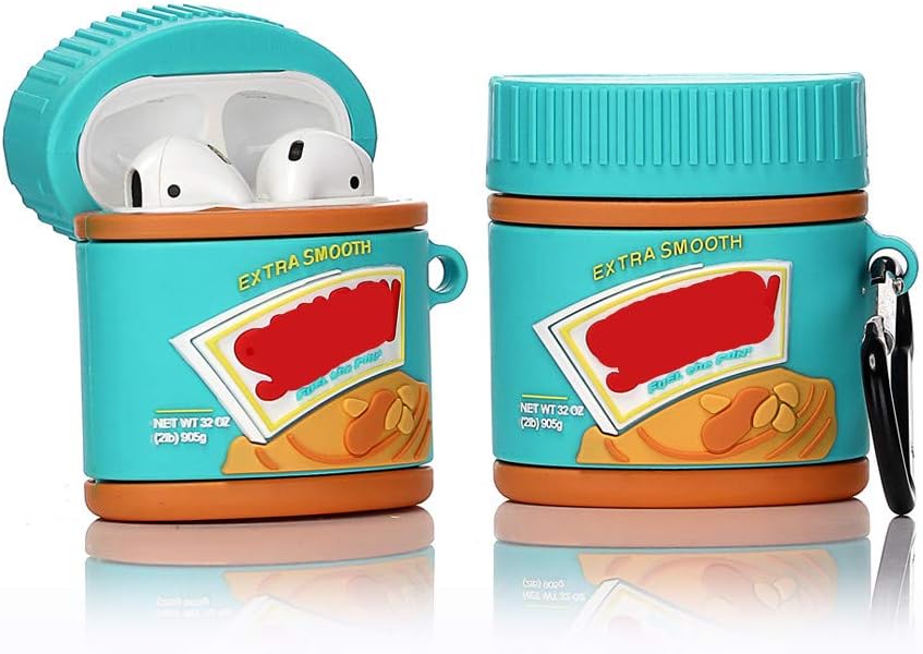 LEWOTE Airpods Silicone Case Funny Cute Cover Compatible for Apple Airpods 1&2[Dessert Food Series][Best Gift for Girls Boys or Couples] (Peanut Butter)