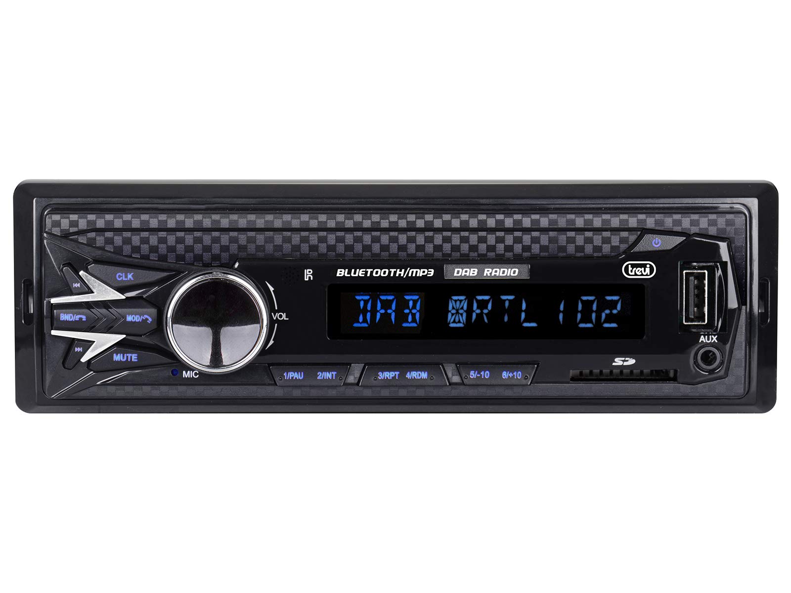 Trevi SCD 5751 DAB Wireless Car Radio with DAB, DAB+ and FM Radio Function 160W, Wireless Connection, USB, SD, AUX-IN, Includes DAB Antenna, Alphanumeric LCD Display, Black
