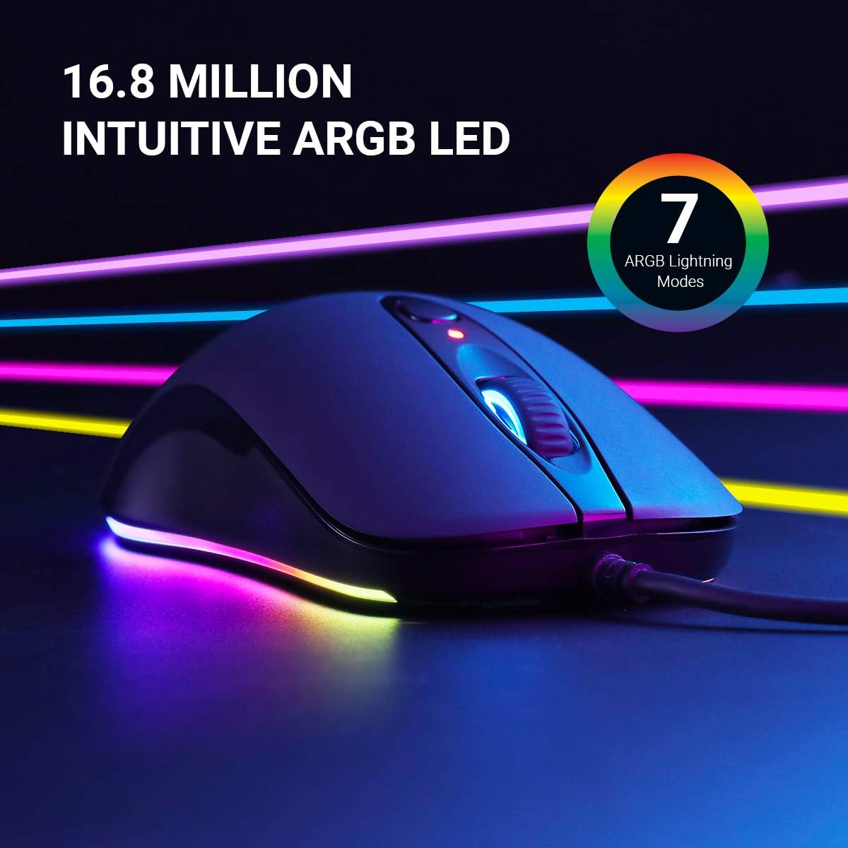 ABKONCORE A530 Gaming Mouse [4000DPI], Wired Computer Mouse, RGB Backlit Mice with 8 Programmable Buttons, 80g Lightweight Design, 16M Color, 4,000 DPI Adjustable, PC Gaming Mouse for Laptop, PC, Mac: Computers & Accessories