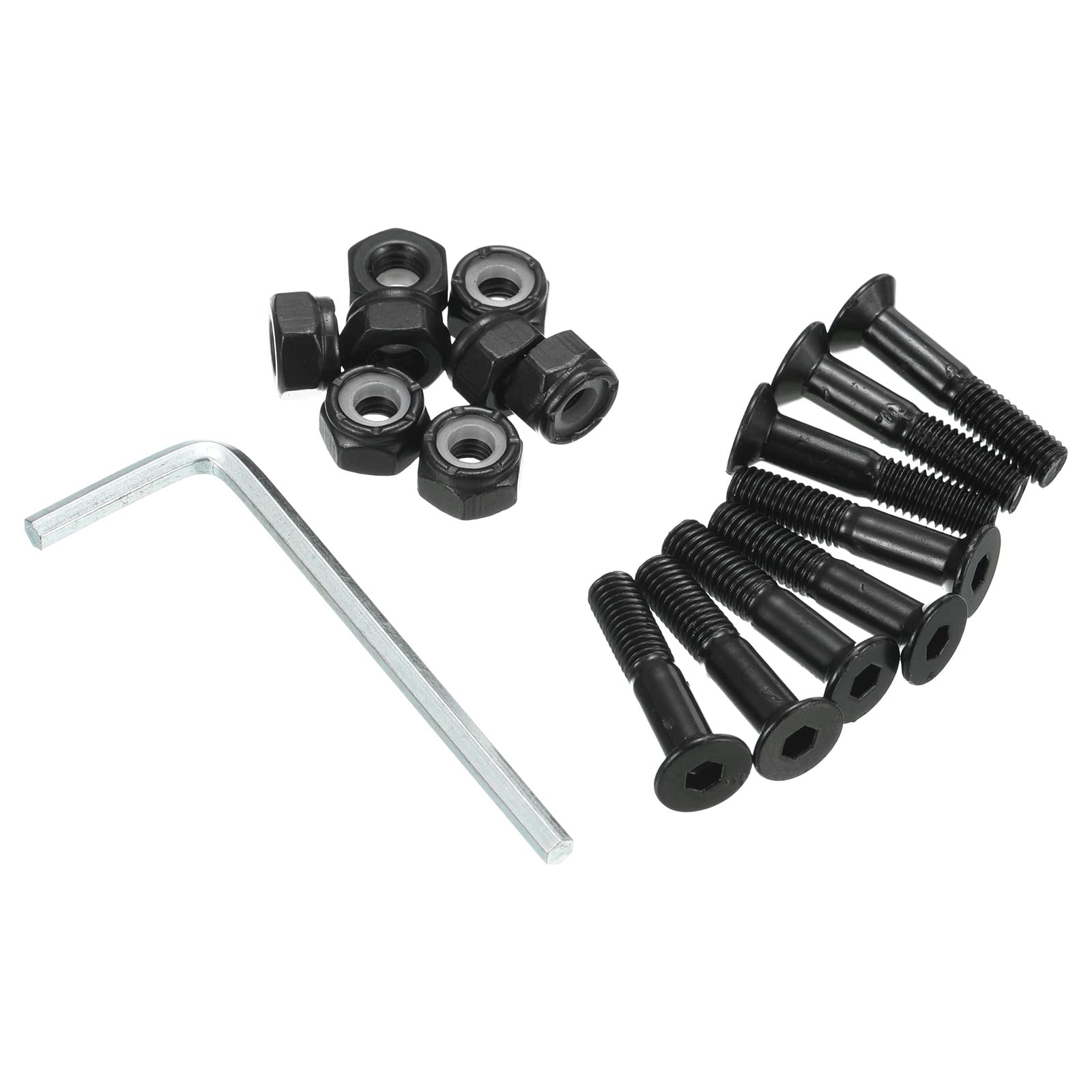 PATIKIL Skateboard Hardware Kit, 1" Mounting Screws Hex Head Bolts Nuts Set with Spanner for Longboard Cruiser, Black