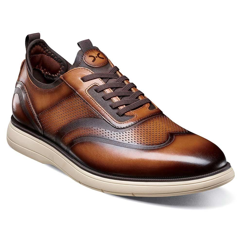 Stacy Adams Men’s Edgewood Wingtip Elastic Lace,Cognac,10W