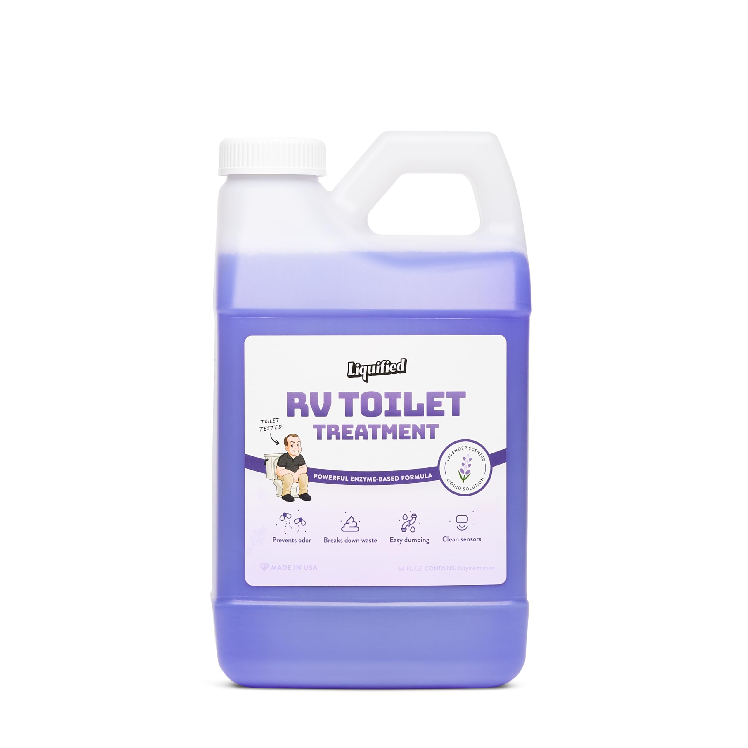 Liquified RV Toilet Treatment - Black Holding Tank Digester - Odor Eliminator - Lavender Scent - Matts RV Reviews (Lavender, 64oz) Image