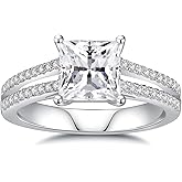 JIEKAYUAN Moissanite Rings for Women Different Cut Engagement Rings for Wife Her S925 Sterling Silver Rings for Wedding Valentines Anniversary