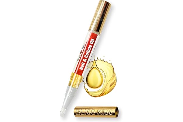Bliss Kiss Fragrance Free Nail Oil Cuticle Pen with Vitamin E & Jojoba - Nail Strengthener Nail Growth Serum for Brittle Peeling Breaking Thin Nails