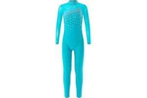 Miutii Girls Long Sleeve Gymnastics Leotard Full Body Rhinestone Ballet Dance Figure Ice Skating Unitard Jumpsuit