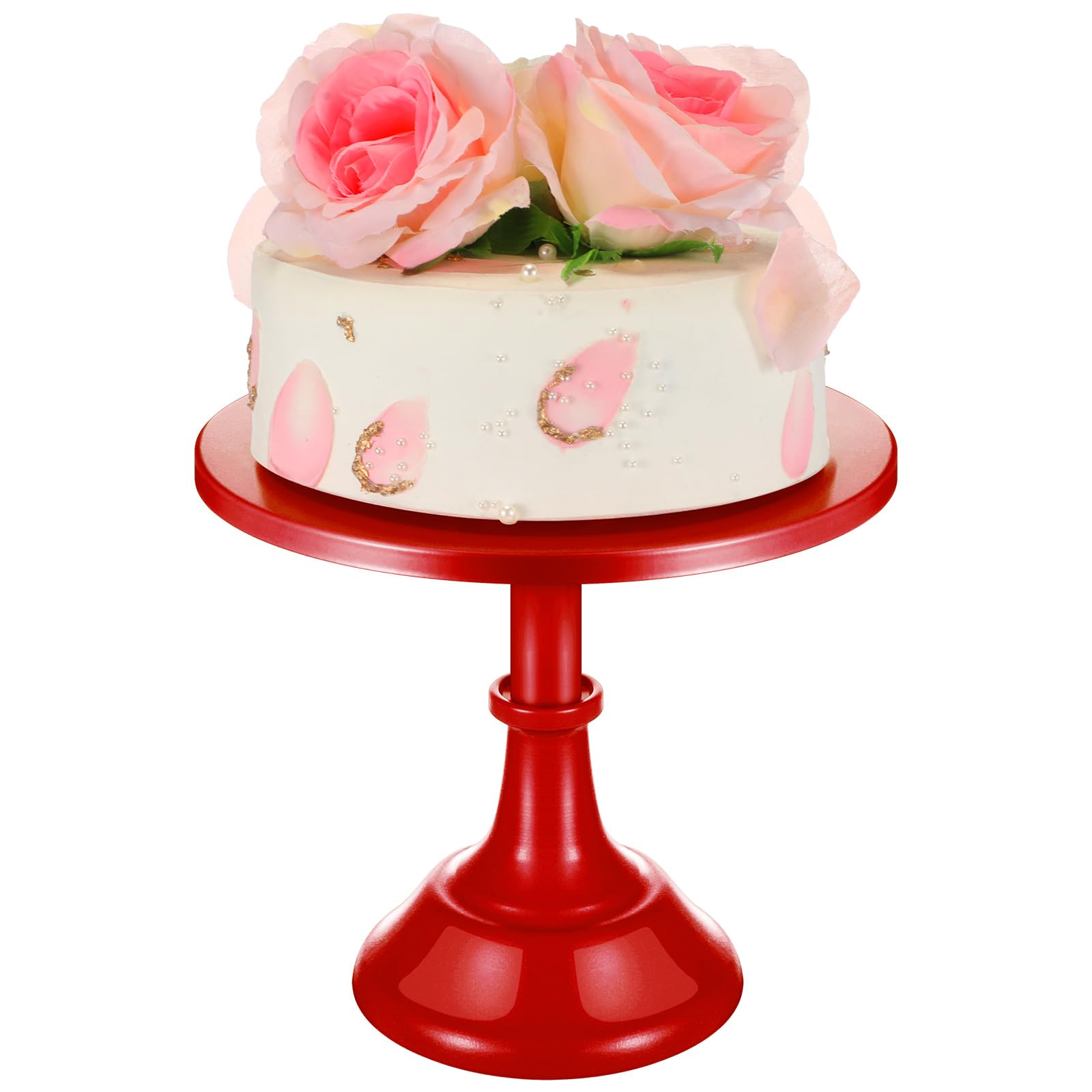 Photo 1 of Baderke Metal Cake Stand 10 Inch Round Birthday Cake Stand Dessert Cupcake Display Tray Holder for Wedding Baby Shower Christmas Baking Party Supplies (Red)