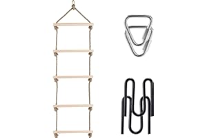 HYPONIX SPORTING Monkey Line Wooden Ladder, Gorilla Line Compatible, Ninja Warrior Obstacle Course Expansion Kit, Durable Buckles and Carabiners, Versatile Setup for Obstacle Training, Easy Installation