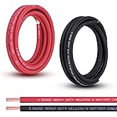 Shirbly 6 Gauge Battery Cable, 10FT Red + 10FT Black 6 AWG Pure Copper Wire Welding Cable, for Automotive, Battery, Solar, Ma