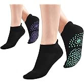 Pilates Socks for Women, Cushioned Ankle Grippy Non Slip Socks for Yoga, Hospital, Barre, Sports Home Slipper 2/4 Pairs