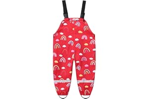 YIQAUMA Toddler Girls Boys Rain Pants Water Resistant Suspender Trousers Mud Dirt Proof Bib Pants Play Overalls