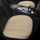 EDEALYN PU Leather Car Bottom Seat Cover Front Car Seat Protection Cover for Most Four-Door Sedan&amp;SUV,Ultra-Luxury Single Seat Cover Without Backrest 1PCS (W 20.8&times; D 21&times; T 0.2inch) (3D-Beige)