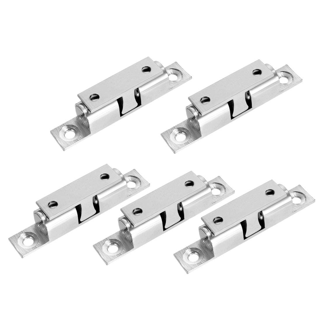Sourcingmap 5pcs Cabinet Door Closet Brass Double Ball Catch, Tension Latch 70mm Length Silver Tone