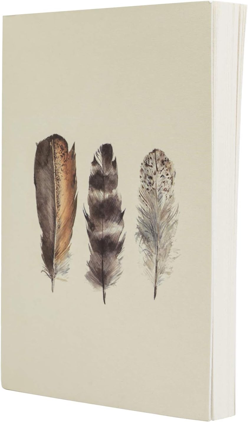 LayFlat Sketchbook - 3.75 x 5.3 Inches - Feathers Blank Note Book, 64 Sheets, Thick 100gsm Paper, for Drawing, Sketching, and journaling: Arts, Crafts & Sewing