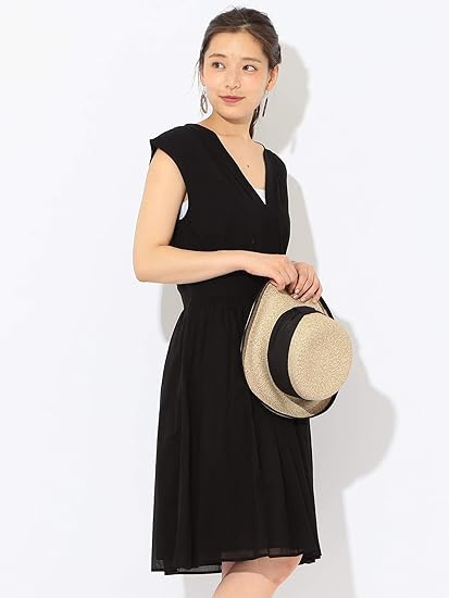 Amazon ビームスライツ Beams Lights ワンピース ウォッシャブル カットボイル Vネック ワンピース レディース Black One Size ワンピース チュニック 通販