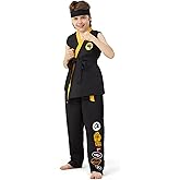 Takuvan Karate Costume for Kids Halloween Costumes Boy Sleeveless Gi Uniform Suit Black Belt Headband Cosplay Party Outfit