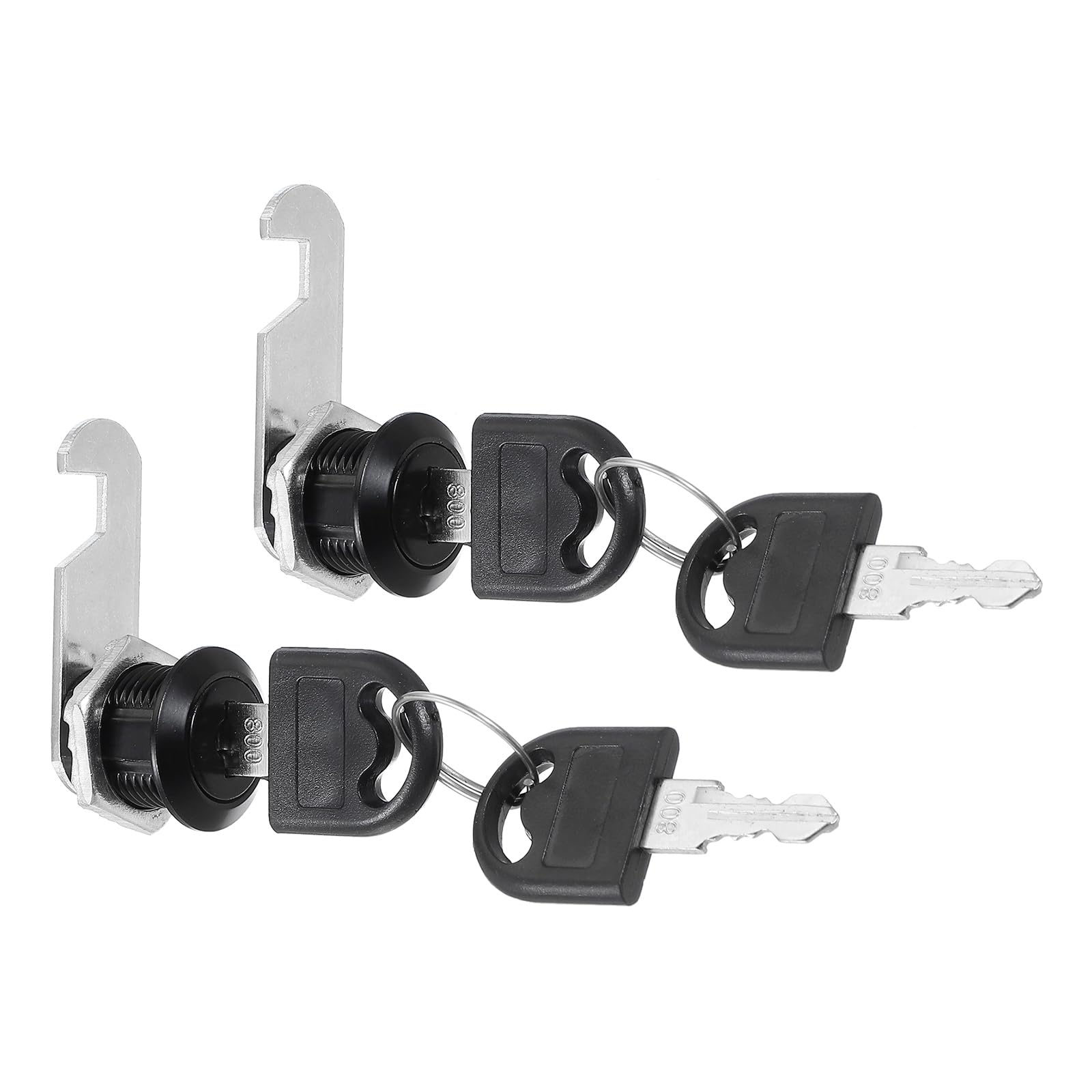 PATIKIL Cabinet Drawer Lock with Keys 2 Pcs 5/8" (16mm) Keyed Different Zinc Alloy Security Lock Cylinder Cam for Door Cupboard Household Mailbox Office Black