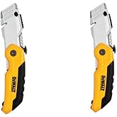 DEWALT DWHT10035L Folding Retractable Utility Knife (Pack of 2), Black / Yellow