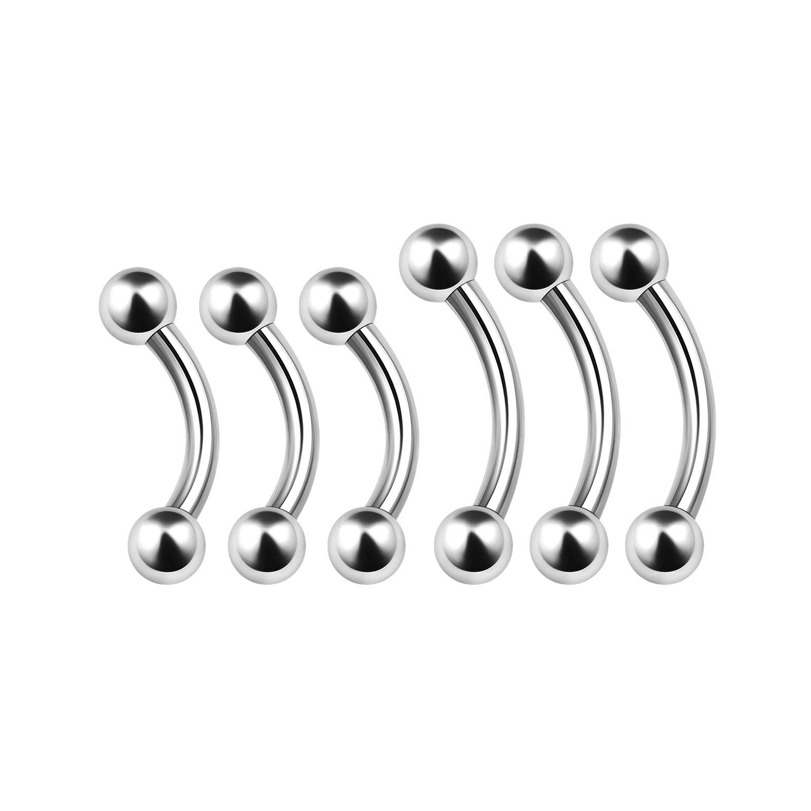 6PCS Stainless Steel Banana Barbell 14g 6mm 8mm 3mm Ball Eyebrow Rook Cartilage Tragus Earrings Daith Piercing Jewellery 4628