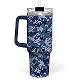 Camouflage Tumbler 40oz Stainless Steel Insulated with Lid & Straw, Camo Travel Mug Cup Gifts for Men Dad Husband Brother Grandpa Veteran Hunting Lover on Christmas Birthday Valentine Fathers Day