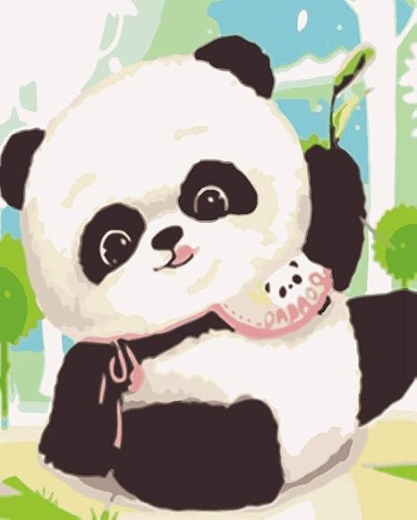 Amazon Co Jp N G 大人と子供と初心者のための番号キットによるdiy油絵アクリル絵の具いたずらパンダキャンバスとアクリル絵の具 ホーム キッチン