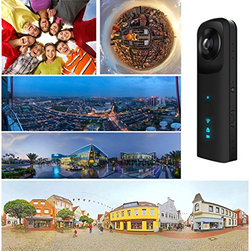 KAMRE 360 Degree Camera VR 30fbs HD Point and Shoot Digital Cameras 3D Panoramic Digital Video Wide Angle Fisheye Lens Free App for Iphone Android