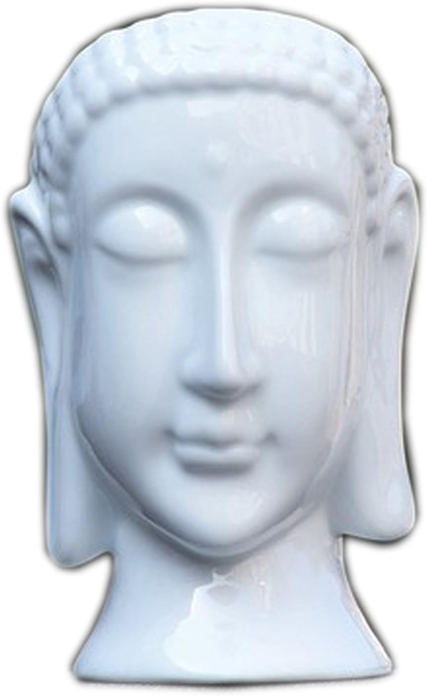 JynXos White Buddha Head Ceramic Flower Pots & Planters