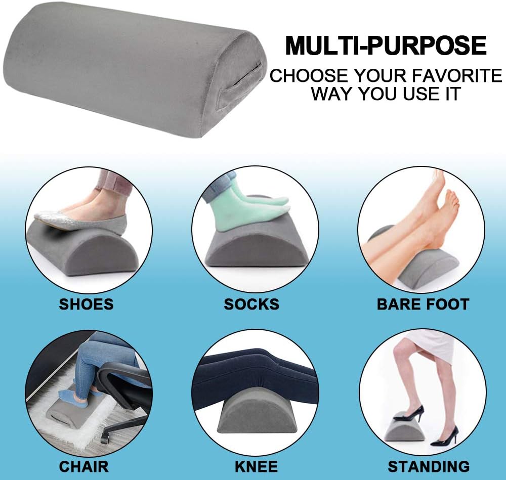 Gwolken Ergonomic Foot Rest Under Desk with Non-Slip Surface, High Rebound Foam Footstool Footrest Ottoman Half-Cylinder Relieve Pain for Office, Home, Airplane, Travel (Gray) : Office Products