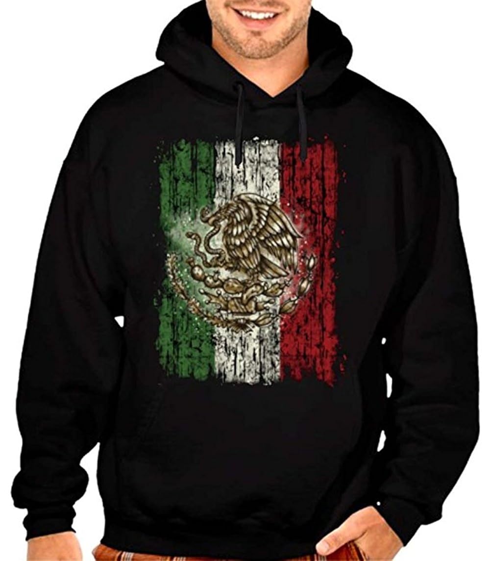 Mexico Flag Distress Mexican Pride Men's Hoodie Sweatshirt Black S5XL Clothing