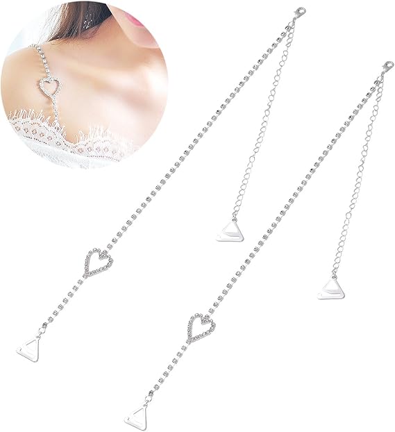 LUOEM Rhinestone Bra Straps DualChain Decorative Bra Straps Bling Crystal