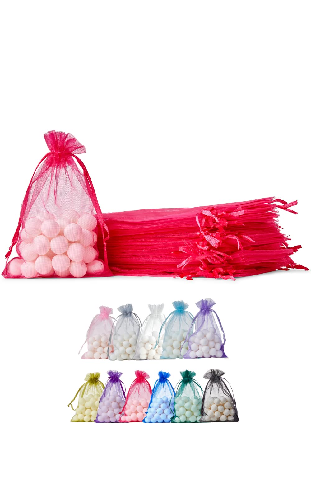 Soul Projekt 50pcs Fuchsia Organza Drawstring Bags, 10x15cm Gift, Wedding Favours, Party, Diwali, Jewellery, Sweet Bags