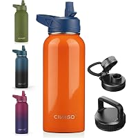 CIVAGO 32 Oz Insulated Water Bottle With Straw – Stainless Steel Sports Cup, Black, Leakproof