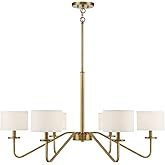 TRADE WINDS LIGHTING 6-Light Chandelier in Mid-Century Modern Style - 18 Inches Tall and 42 Inches Wide - Natural Brass Finis