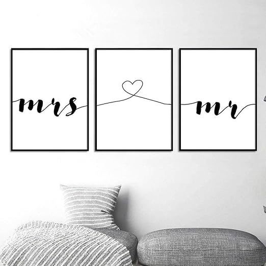 Mr Mrs Familia Romantica Cita Simple Lienzo Del Arte De La Pared