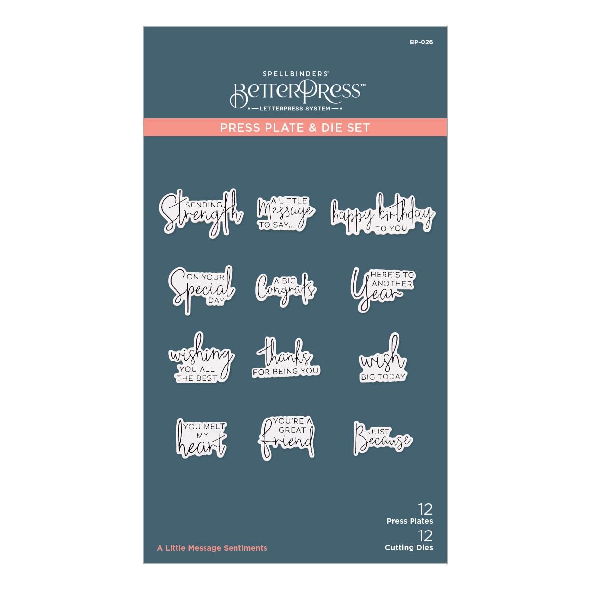 Spellbinders A Little Message Sentiments Betterpress Plate, Metal, ONE