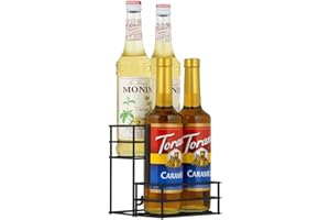 onneka Coffee Syrup Rack & Syrup Holder – Loved by 5,000+ Coffee Fans! 2-Tier Rustproof Rack, Fits 750ml Torani & Monin Bottles, Elevate Coffee Bars, Kitchens, Pubs, Restaurants & Parties (4 bottles)