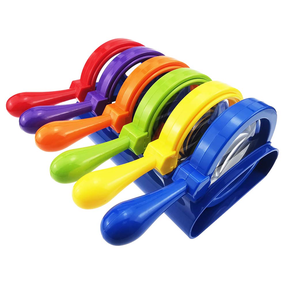 Kids Jumbo Magnifying Glass with Stand- 6 Pieces,Ages 3+, Easy Grasp Primary Science Magnifiers with Stand,Science Classroom Accessories, Teacher Supplies, Observation Toys for Kids