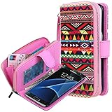Galaxy S7 Edge Case, E LV Galaxy S7 Edge - 2IN1 ( CASE CUM PURSE) PU Leather flip Wallet Bag Pouch Case Cover For Samsung Galaxy S7 Edge - [TRIBAL]