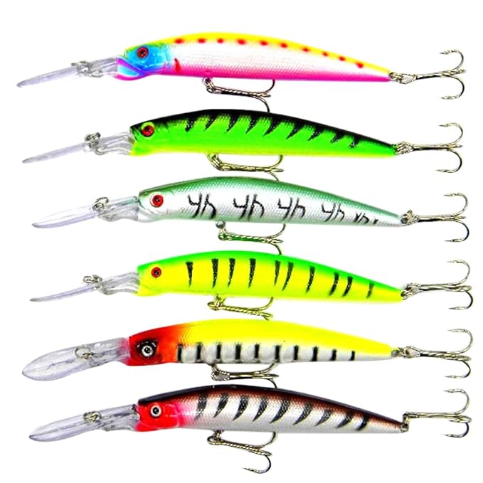 Hrph 6pcs Fischköder Minnow Wobbler 14.5CM / 14.7g harte KöderFischereiGerät Bass / Trout Bait