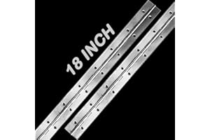 EVANCENT 18Inch Continuous & Piano Hinges, 2Pcs Stainless Steel Piano Hinge with Holes, Heavy Duty Polished Stainless Continuous Hinges for Boats Cabinets Storage Box, 0.04" Leaf Thickness