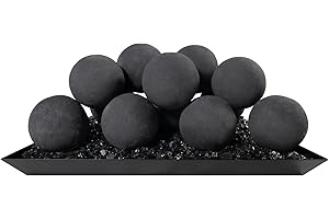 STARFIRE GLASS Starfire Designs Ceramic Fire Balls | Use in Fireplace or Fire Pit | Outdoor & Indoor Fire Balls for Natural Gas or Propane Fires | Decorative Landscaping | Pack of 12 | Dark Gray