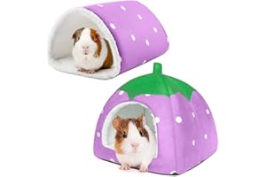 Tierecare Guinea Pig Hideout with Tunnel, Washable Chinchilla House Bed, Fleece Hideaway, Enrichment Toys, and Cage Accessories for Ferret Hedgehog Small Animal
