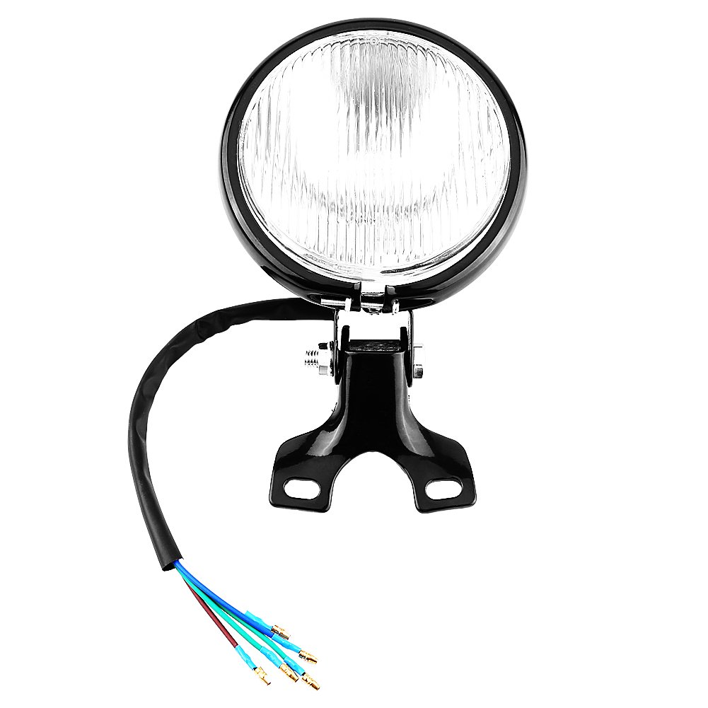 Qiilu LED Motorcycle Headlight, 5in Round, High Luminous Efficiency, Fits Choppers, Metal Shell & Glass Lens, White