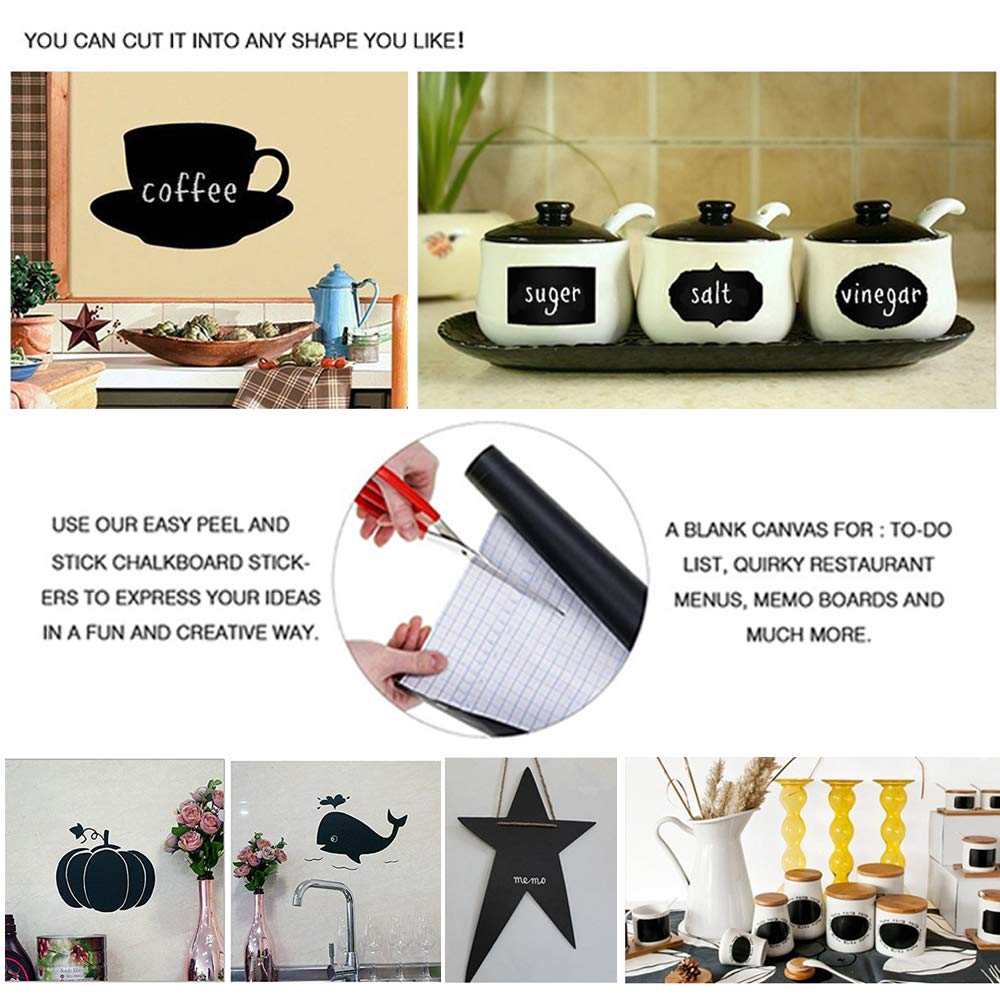 Youpin autoadesivo rimovibile lavagna, 200 x 45 cm – Adesivo da parete in vinile lavagna adesivo da parete Schoolhouse con gesso