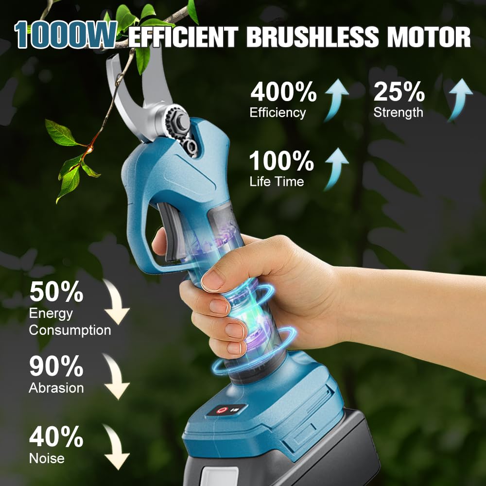 Akku Astschere Elektrische Gartenschere für Makita 18 V mit LCD-Display, Bürstenloser Motor, Elektrische Astsäge,Elektrische Astschere zum Beschneiden von Bäumen und Obstbäumen(ohne Akku) 2