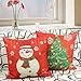 HOMAR Throw Pillow Covers - Snowman Print Pattern Christmas Decorative Pillow Case - Cotton Linen Material Square Pillowcases Red Standard Size 18 x 18 for Girls Boys Kids
