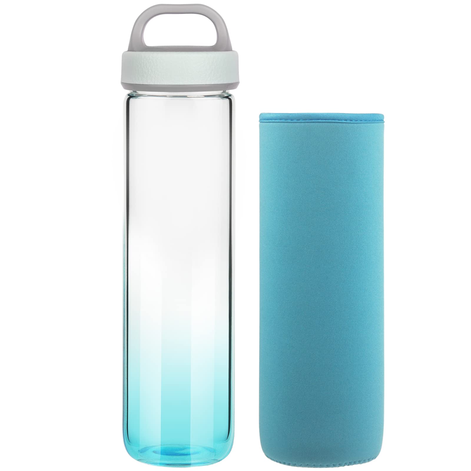 Life4u Sport Borosilicate Glass Water Bottle Glass Drinking Bottle with Neoprene Sleeve BPA Free 1000 ml / 1 Litre (Blue)