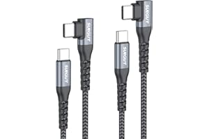 USB C to USB C Cable Right Angle [2P 1FT] 60W Fast Charging USBC Cable Braided Type C Data, 90 Degree C Port Charger Cord And